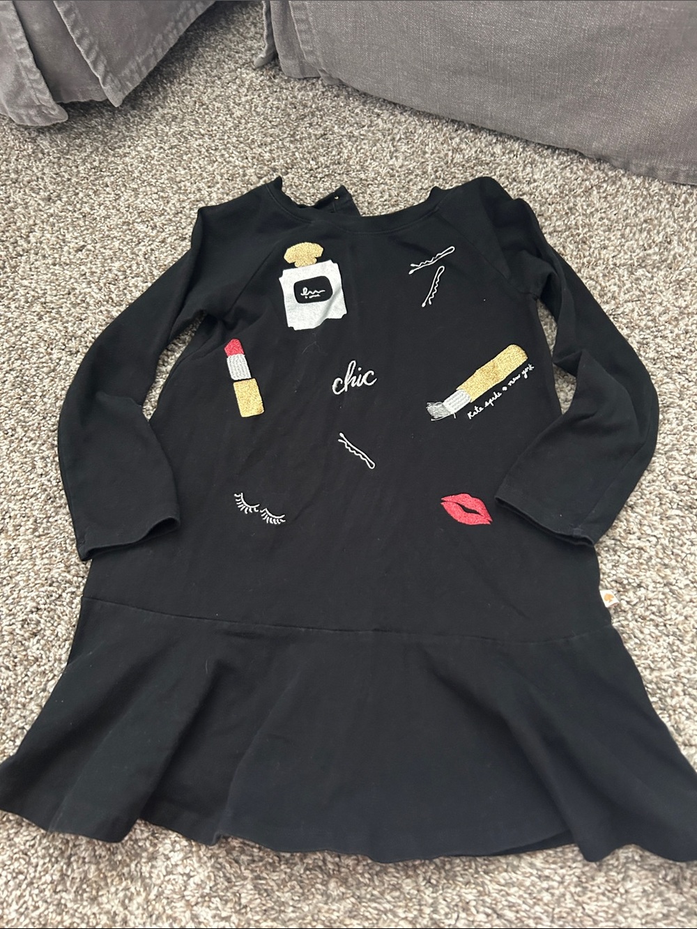 kate spade Black Dress with Gold and Red Embroidered Accents